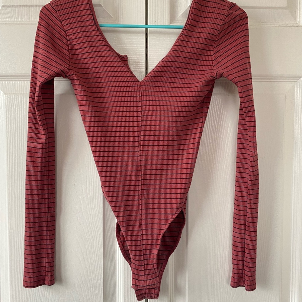 Urban Outfitters Pink Stripped Body Suit